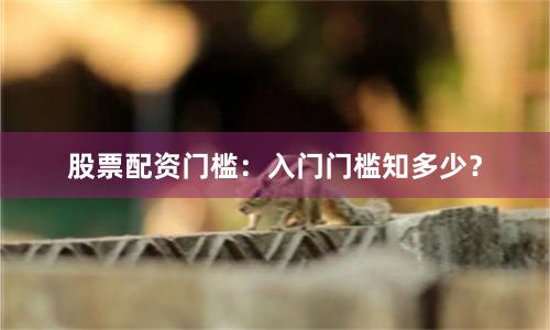 股票配资门槛：入门门槛知多少？